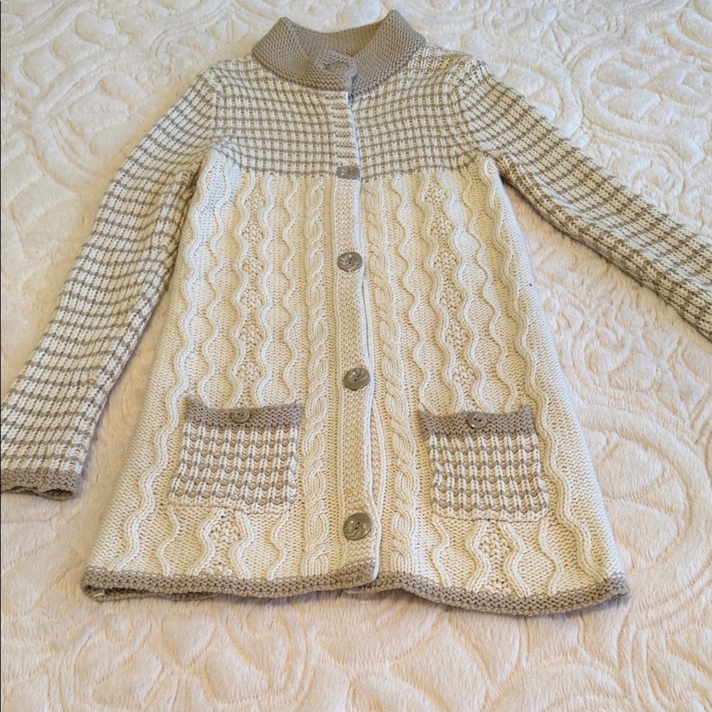 Women's Ukrainian Cream and Tan Cardigan Sweater